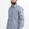 Camisa Manga Larga Oxford Azul Gris