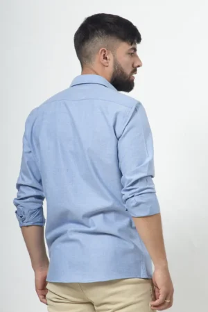 Camisa Manga Larga Oxford Azul Medio
