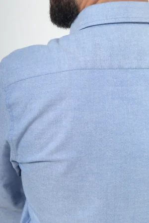 Camisa Manga Larga Oxford Azul Medio