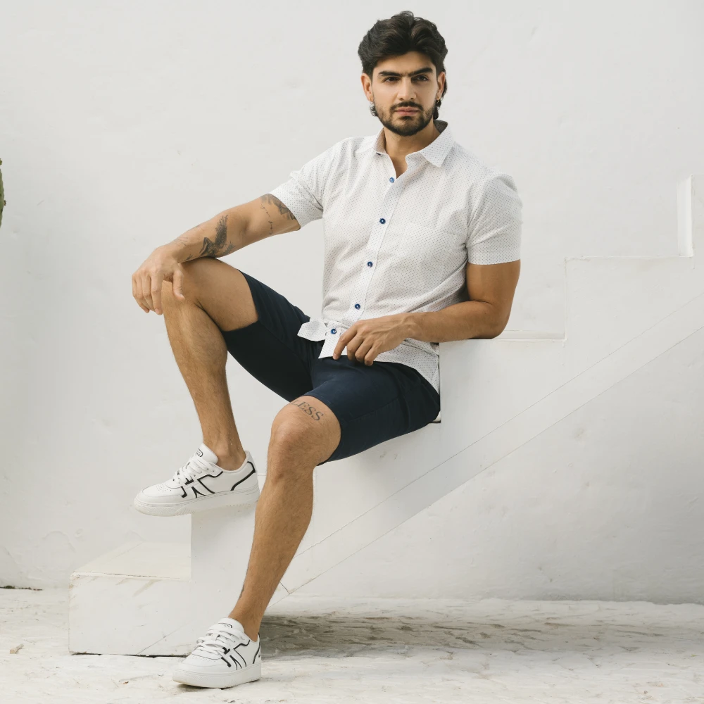 Camisa Manga Corta Blanca Print