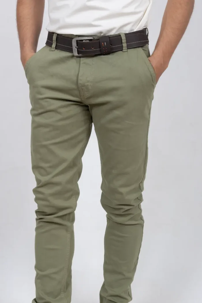 Pantalón de Hombre, Regular Fit Bota Slim - Básico Casual  Pistacho