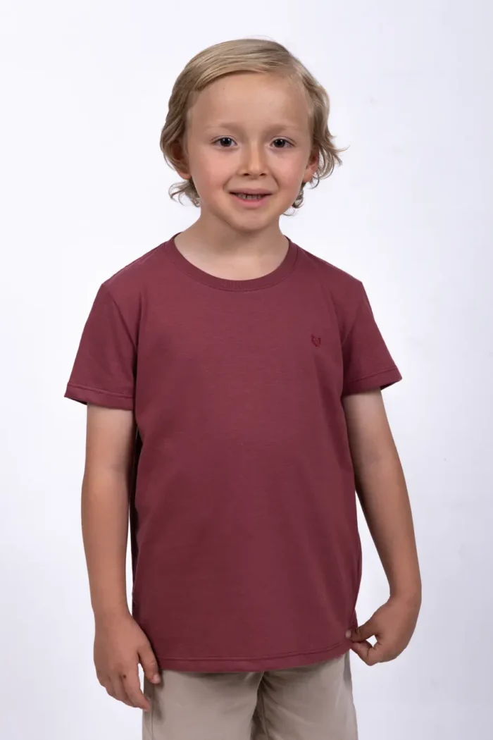 Camiseta Bordada Terracota Para Niño – 100% Algodón Premium.