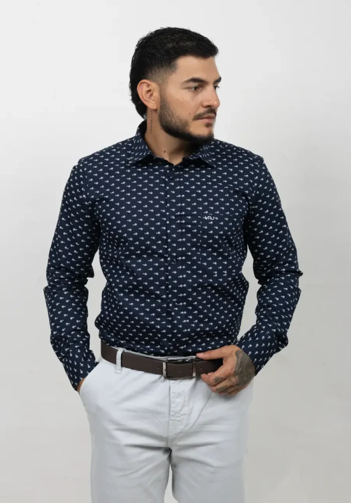 Camisa de Hombre, Slim Fit Manga Larga  - Print