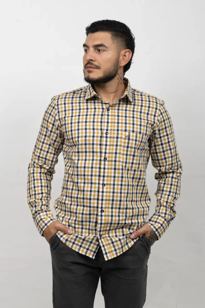 Camisa de Hombre, Slim Fit Manga Larga  - Cuadros