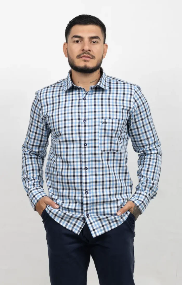 Camisa de Hombre, Slim Fit Manga Larga  - Cuadros