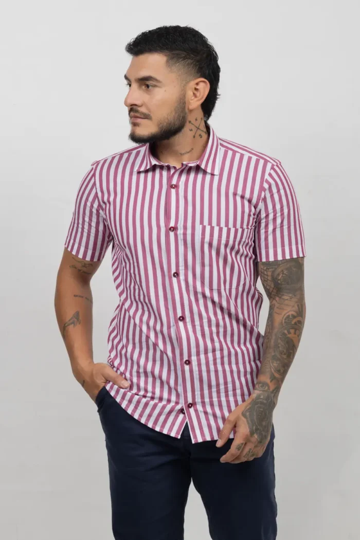 Camisa de Hombre, Slim Fit Manga corta - Rayas