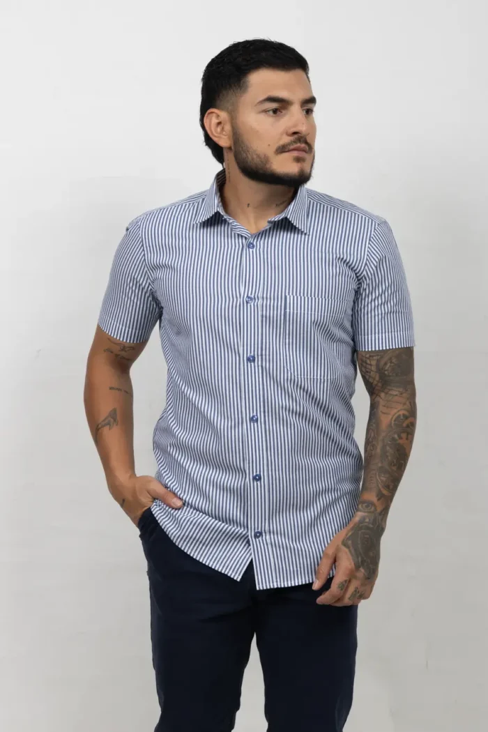 Camisa de Hombre, Slim Fit Manga corta - Rayas