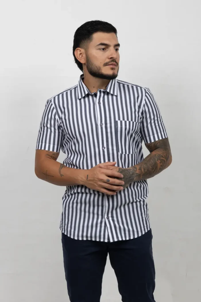 Camisa de Hombre, Slim Fit Manga corta - Rayas