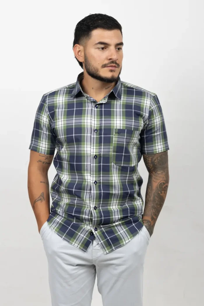 Camisa de Hombre, Slim Fit Manga corta - Cuadros