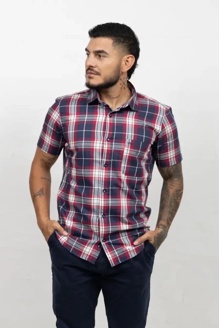 Camisa de Hombre, Slim Fit Manga corta - Cuadros