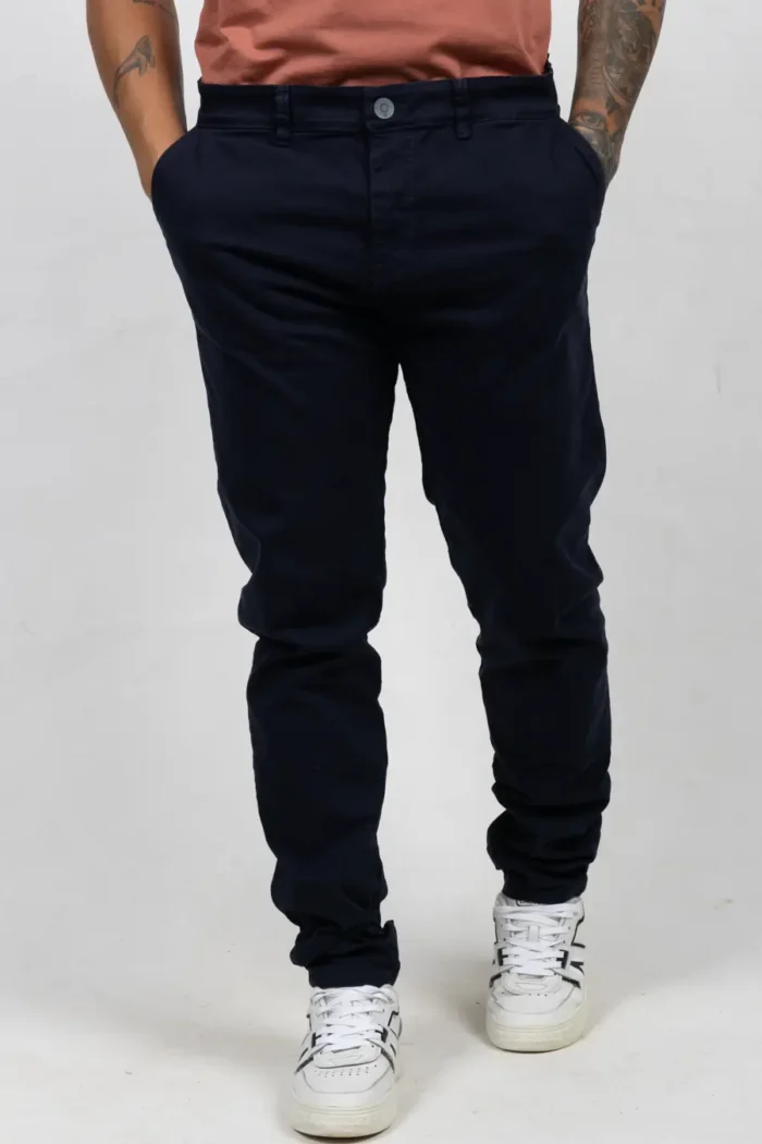 Pantalón de Hombre, Regular Fit Bota Slim - Básico Casual Azul Oscuro