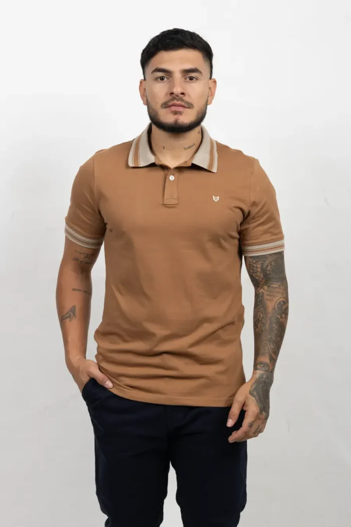 Camiseta de Hombre Tipo Polo, Classic Fit Manga Corta. Cuellos rayas. Arequipe