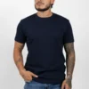 Camiseta unicolor con textura Azul Oscuro