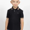 Camiseta Tipo Polo de Niño, 65% poliéster 35% algodón. Negro