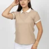 Camiseta Tipo Polo de Dama, 65% poliéster 35% algodón. Arena