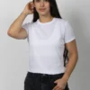 Camiseta Básica de Mujer, Slim Fit Cuello Redondo 100% Algodón. Blanco