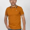 Camiseta de Hombre Tipo Polo, Classic Fit Manga Corta. Cuello Rayas. Naranja jo