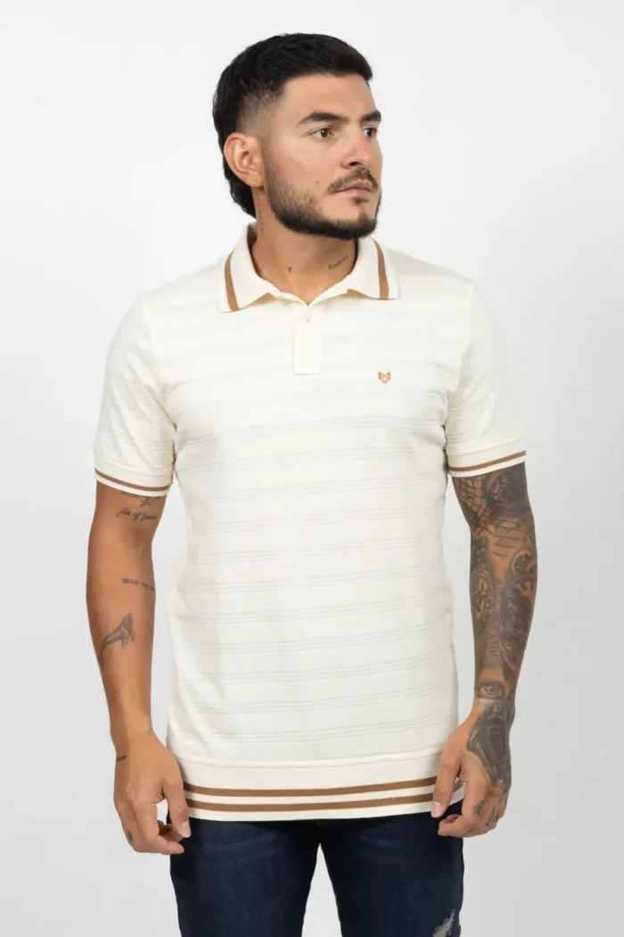 Polo regular fit tela con textura Beige