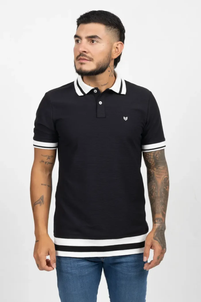 Polo regular fit tela con textura Negro