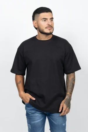 Camiseta Oversize con textura Negro