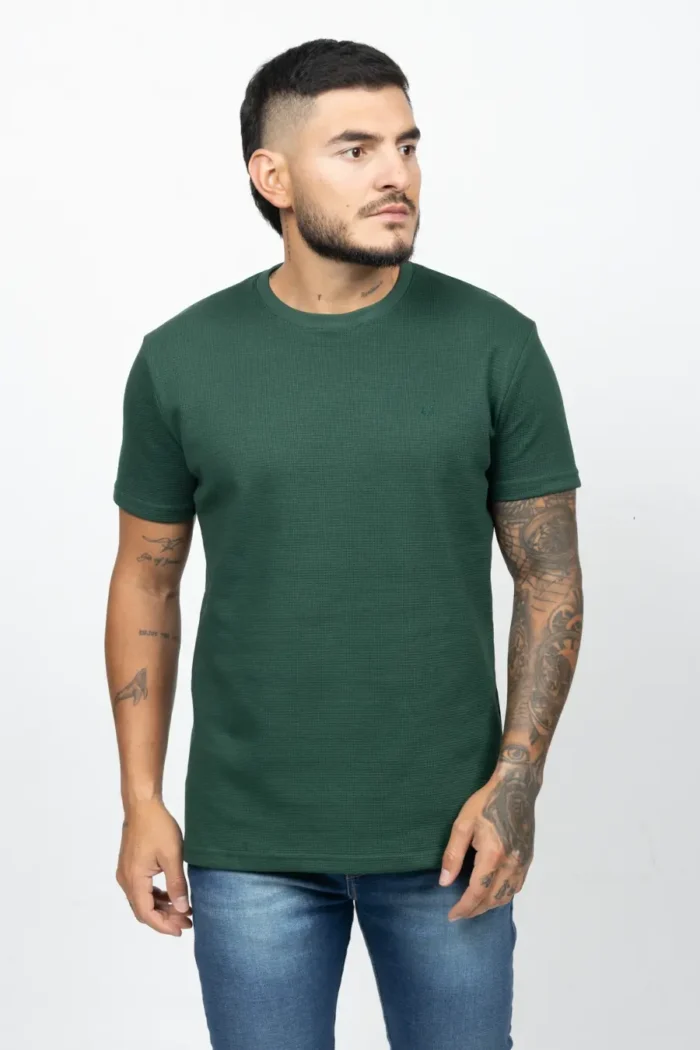 Camiseta unicolor con textura Verde Pino