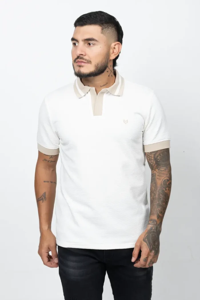 Polo regular fit tela con textura Beige