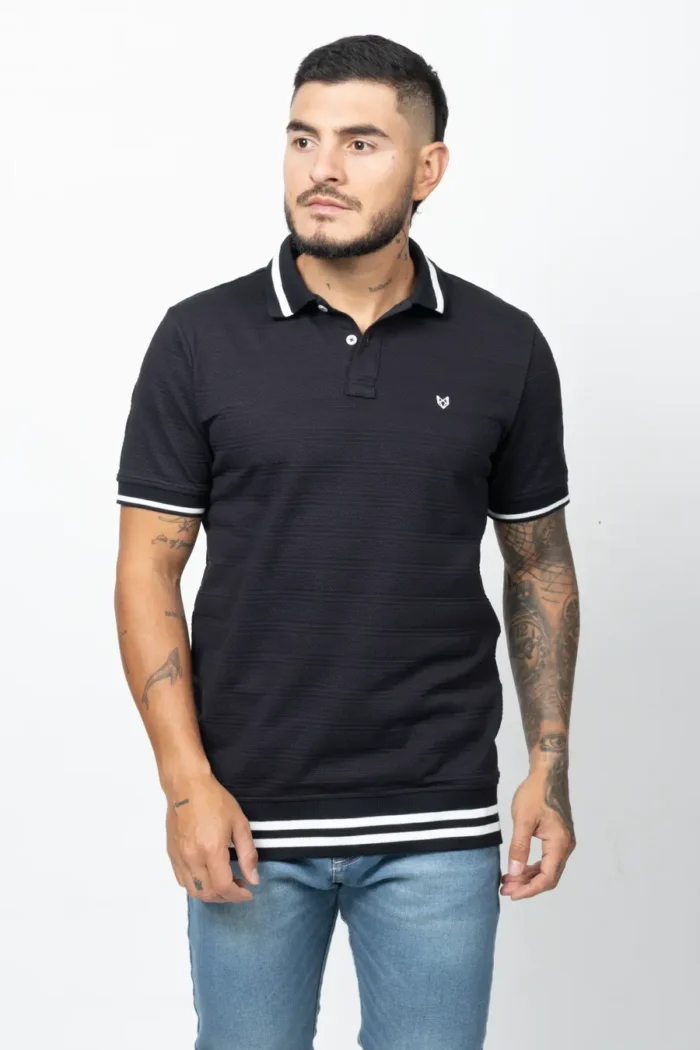 Polo regular fit tela con textura Negro