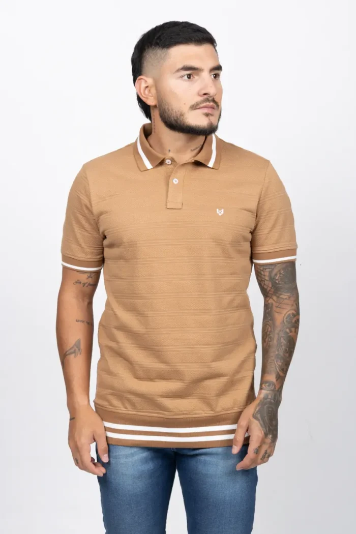 Polo regular fit tela con textura Caki