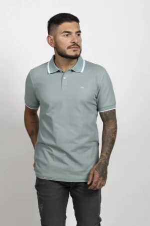Camiseta Tipo Polo de Hombre, 65% poliéster 35% algodón. Verde Oil