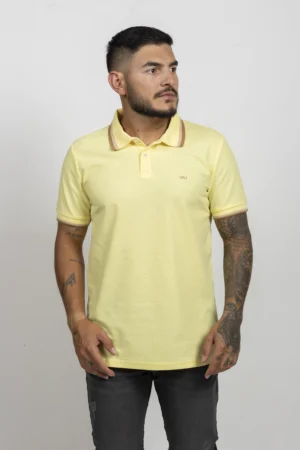 Camiseta Tipo Polo de Hombre, 65% poliéster 35% algodón. Amarillo