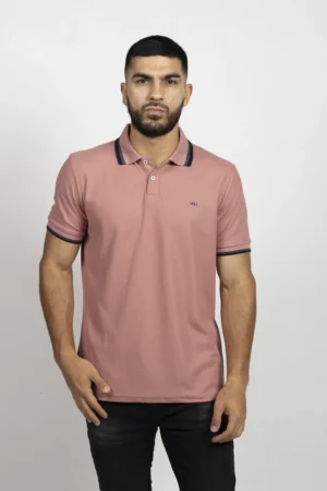 Camiseta Tipo Polo de Hombre, 65% poliéster 35% algodón. Rose