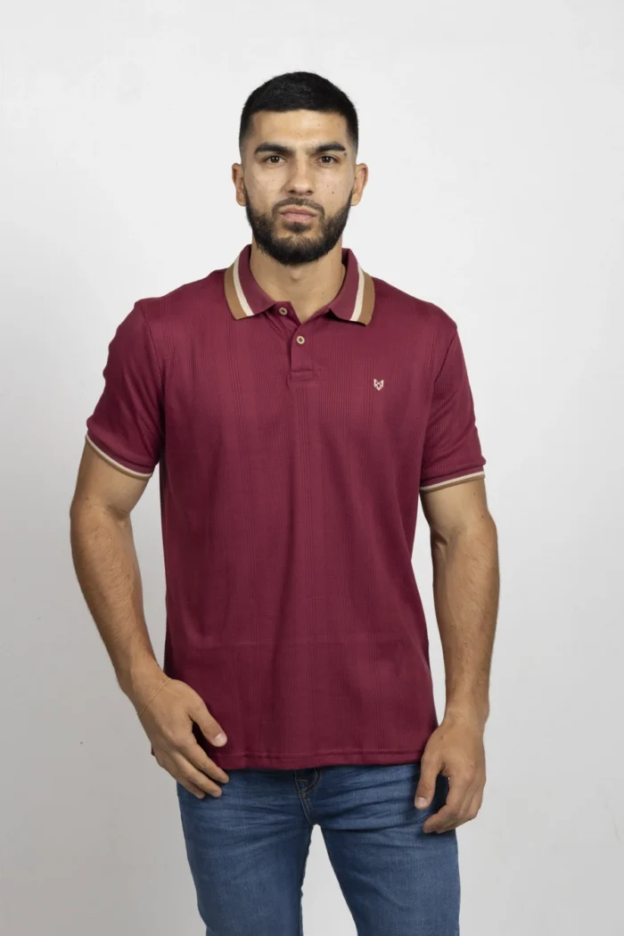 Polo regular fit tela con textura Vinotinto