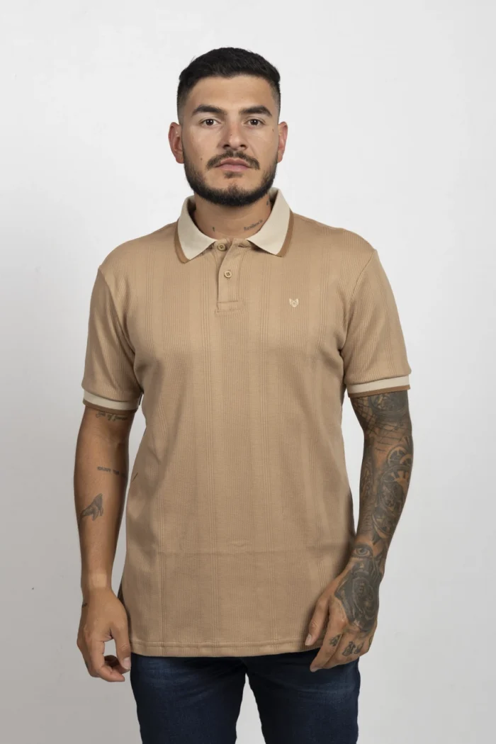 Polo regular fit tela con textura Caki