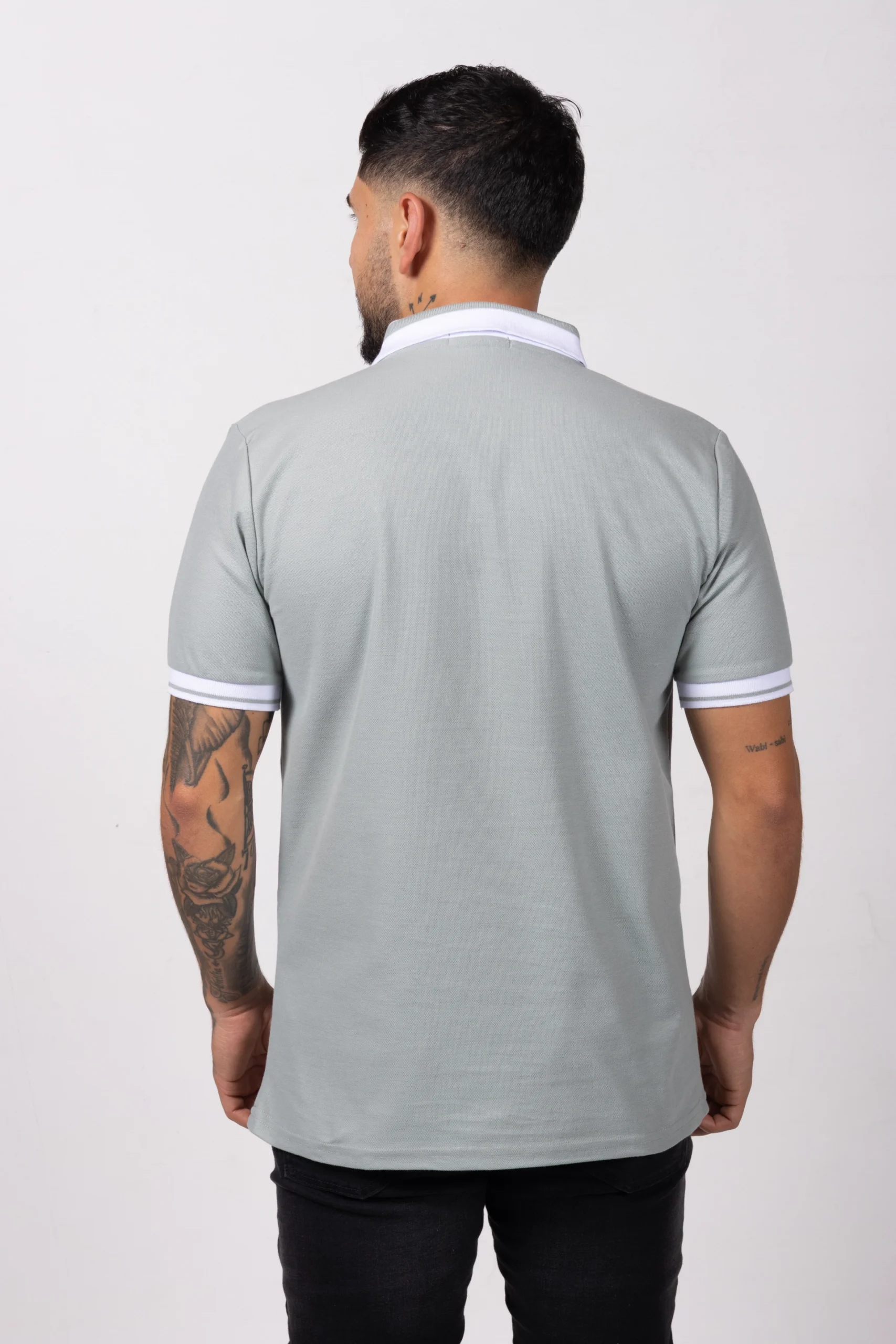 Camiseta Tipo Polo de Hombre, 65% poliéster 35% algodón. Verde Claro - Image 3