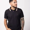 Camiseta Tipo Polo de Hombre, 65% poliéster 35% algodón. Negro