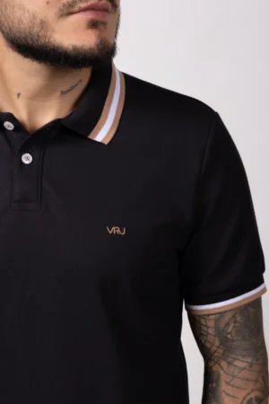Alternative view of Camiseta Tipo Polo de Hombre, 65% poliéster 35% algodón. Negro