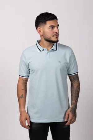 Camiseta Tipo Polo de Hombre, 65% poliéster 35% algodón. Verde Agua
