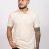 Camiseta Tipo Polo de Hombre, 65% poliéster 35% algodón. Crema