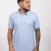 Camiseta Tipo Polo de Hombre, 65% poliéster 35% algodón. Azul Claro